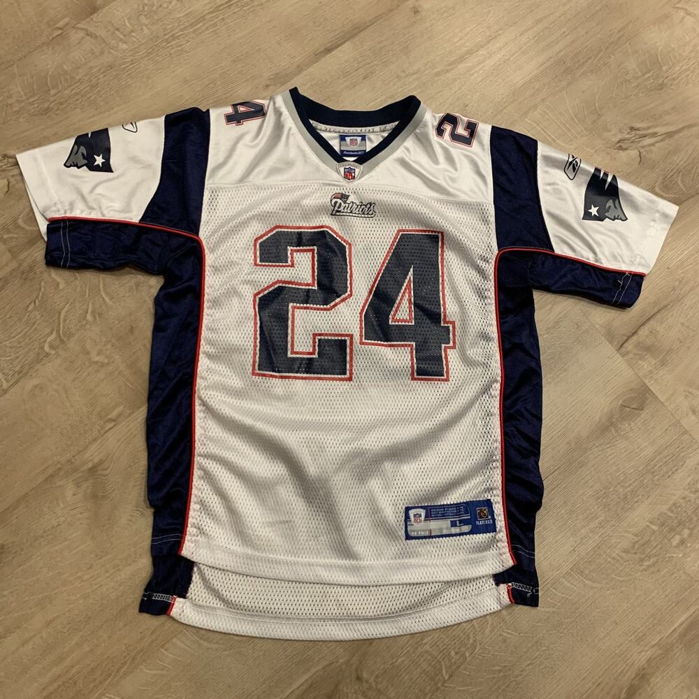 Reebok NFL New England Patriots Ty Law #24 Jersey Youth Boys Large (14-16) White